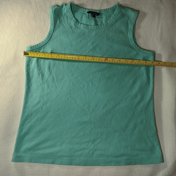 Lands End crew neck cotton tank top cyan/turquoise - Picture 6 of 7